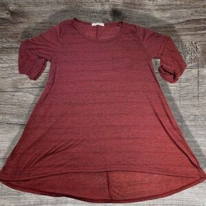 Peyton Jensen Maroon Quarter Sleeve Soft Tunic Top Women’s L